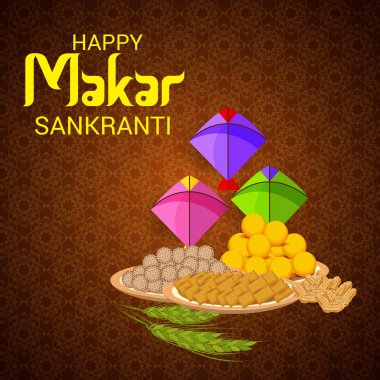 Geleneksel Hint Festivali için arka planın temsilcisi Makar Sankranti 'yi renkli uçurtmalarla kutluyor. 