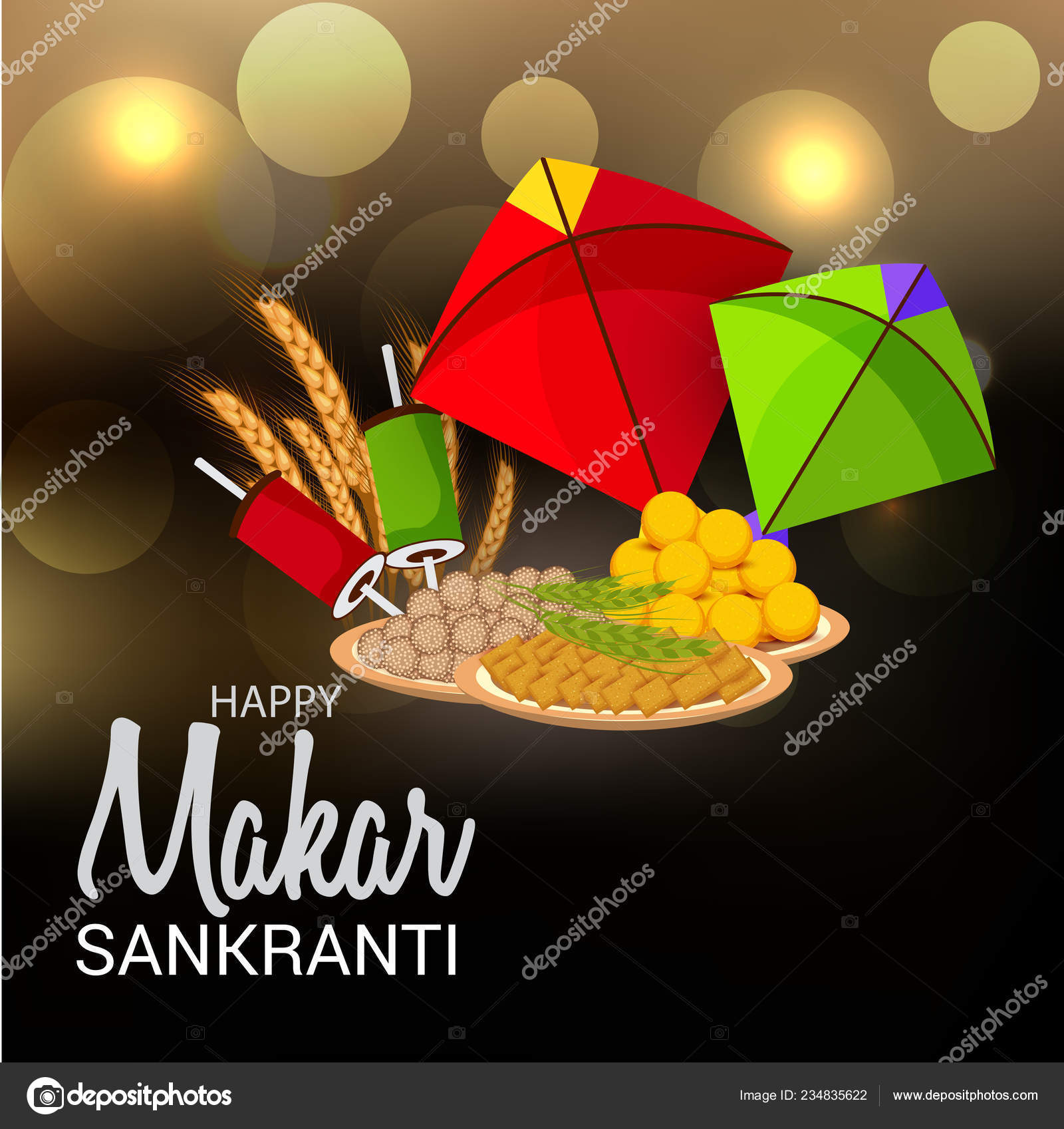Vector Illustration Background Traditional Indian Festival Celebrate Makar  Sankranti Colorful Stock Vector Image by ©SSDN #234835622