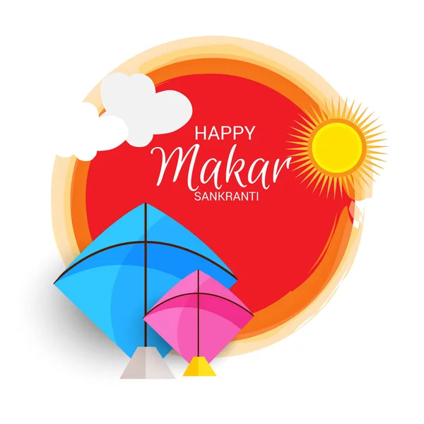 Vector Illustration Background Traditional Indian Festival Celebrate Makar Sankranti Colorful — Stock Vector