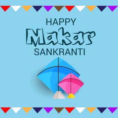 Geleneksel Hint Festivali için arka planın temsilcisi Makar Sankranti 'yi renkli uçurtmalarla kutluyor. 