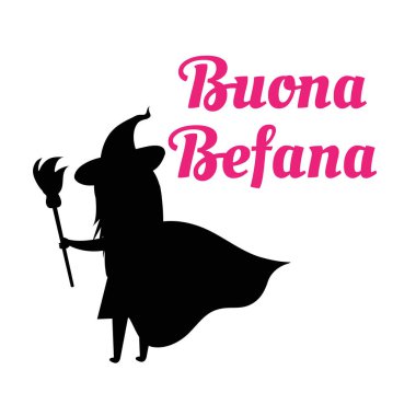 İsa'nın doğuşu için bir arka plan illüstrasyon vektör (Epiphany şey Hıristiyan festivali) İtalyan yazı alıntı Buona Befana ile.