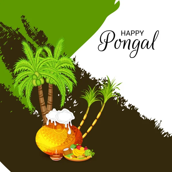 Ilustración Vectorial Fondo Para Feliz Festival Cosecha Navideña Pongal Tamil — Vector de stock