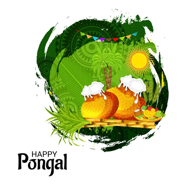 Illustration Vectorielle Fond Pour Festival Happy Pongal Holiday Harvest Tamil — Image vectorielle