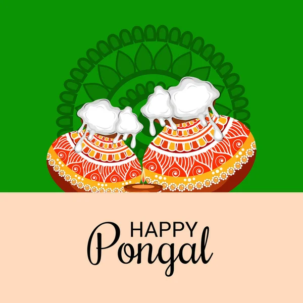 Ilustração Vetorial Fundo Para Feliz Pongal Holiday Harvest Festival Tamil — Vetor de Stock