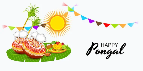 Ilustração Vetorial Fundo Para Feliz Pongal Holiday Harvest Festival Tamil — Vetor de Stock