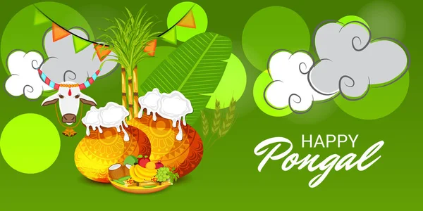 Vektorillustration Eines Hintergrunds Für Das Happy Pongal Holiday Harvest Festival — Stockvektor