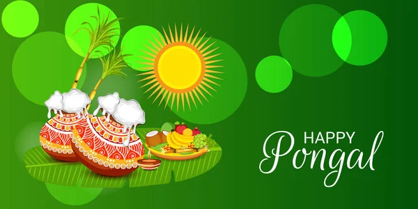 Ilustração Vetorial Fundo Para Feliz Pongal Holiday Harvest Festival Tamil — Vetor de Stock