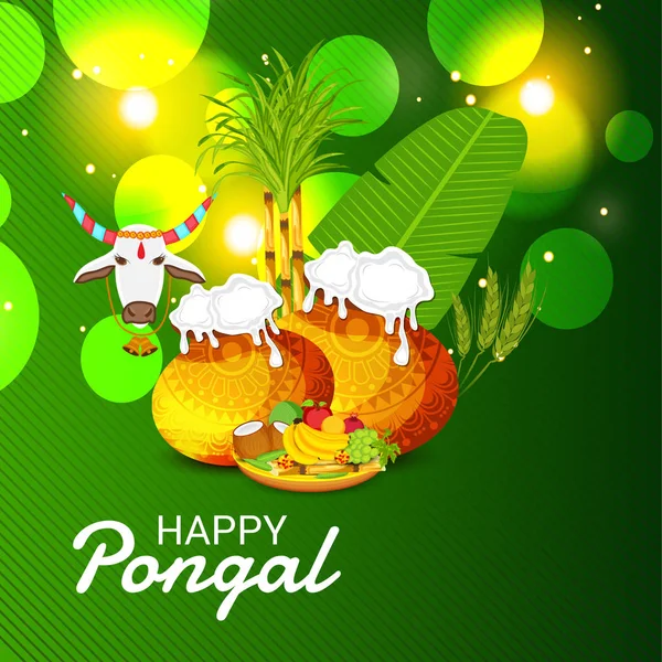 Ilustración Vectorial Fondo Para Feliz Festival Cosecha Navideña Pongal Tamil — Vector de stock