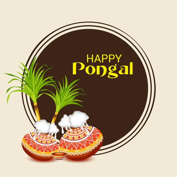 Ilustración Vectorial Fondo Para Feliz Festival Cosecha Navideña Pongal Tamil — Vector de stock