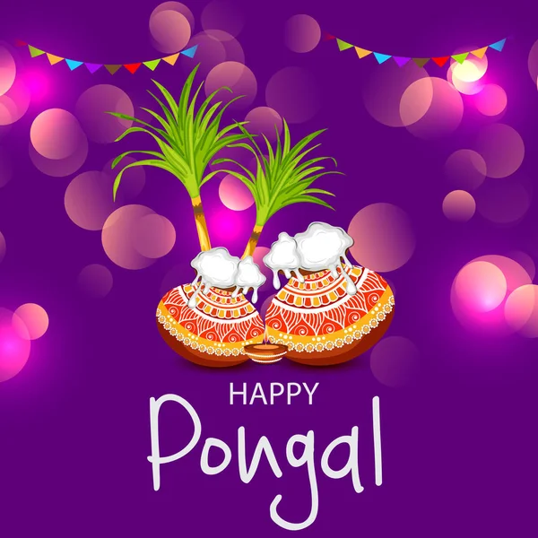 Ilustración Vectorial Fondo Para Feliz Festival Cosecha Navideña Pongal Tamil — Vector de stock