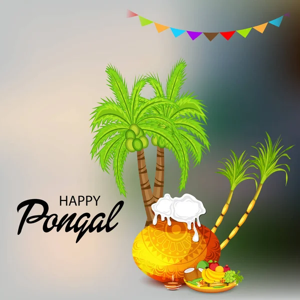 Ilustración Vectorial Fondo Para Feliz Festival Cosecha Navideña Pongal Tamil — Vector de stock