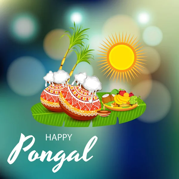 Ilustración Vectorial Fondo Para Feliz Festival Cosecha Navideña Pongal Tamil — Vector de stock