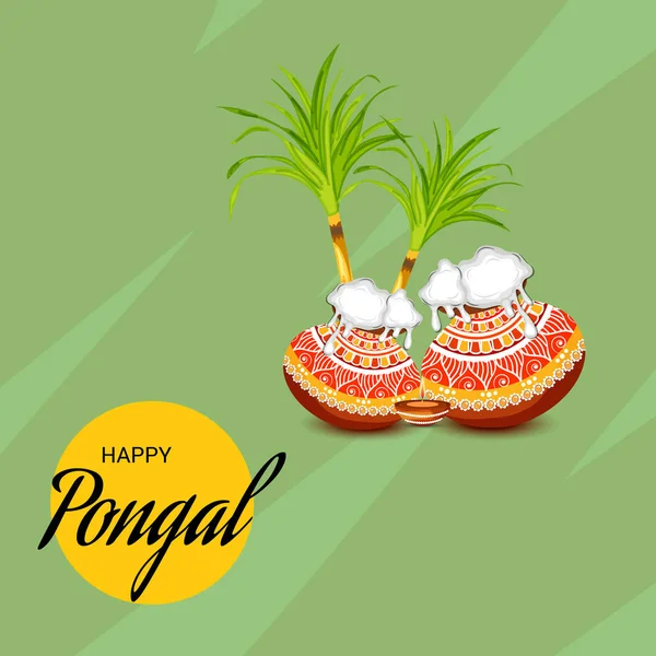 Ilustración Vectorial Fondo Para Feliz Festival Cosecha Navideña Pongal Tamil — Vector de stock