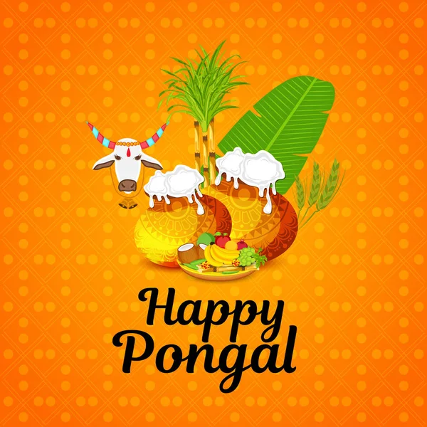 Vektorillustration Eines Hintergrunds Für Das Happy Pongal Holiday Harvest Festival — Stockvektor