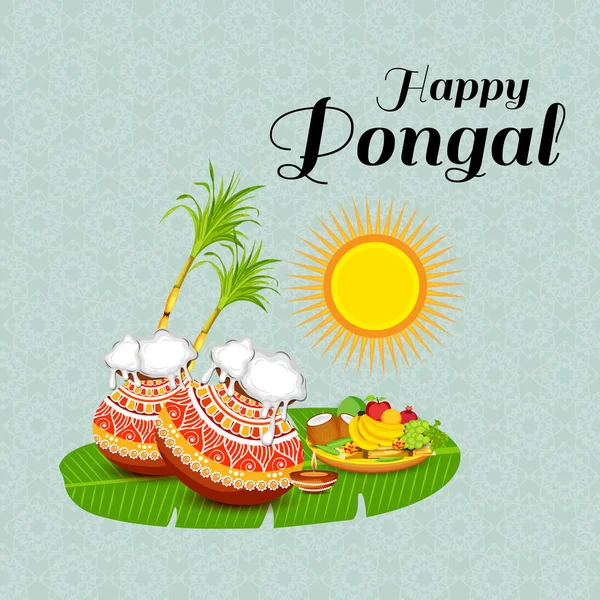 Ilustração Vetorial Fundo Para Feliz Pongal Holiday Harvest Festival Tamil —  Vetores de Stock