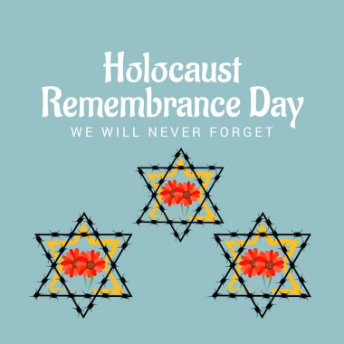Bir arka plan vektör Illustration için asla unutmayız. Holokost Anma günü. 