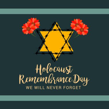 Bir arka plan vektör Illustration için asla unutmayız. Holokost Anma günü. 