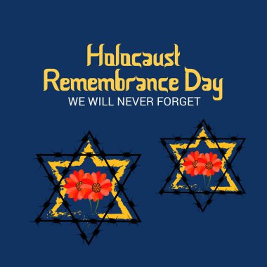 Bir arka plan vektör Illustration için asla unutmayız. Holokost Anma günü. 