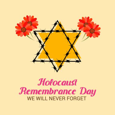 Bir arka plan vektör Illustration için asla unutmayız. Holokost Anma günü. 
