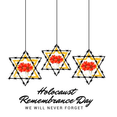 Bir arka plan vektör Illustration için asla unutmayız. Holokost Anma günü. 