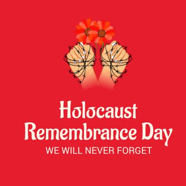 Bir arka plan vektör Illustration için asla unutmayız. Holokost Anma günü. 