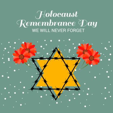 Bir arka plan vektör Illustration için asla unutmayız. Holokost Anma günü. 