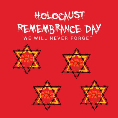 Bir arka plan vektör Illustration için asla unutmayız. Holokost Anma günü. 