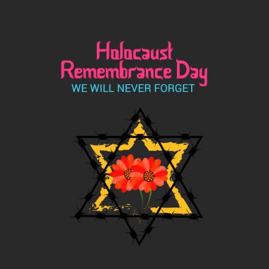Bir arka plan vektör Illustration için asla unutmayız. Holokost Anma günü. 
