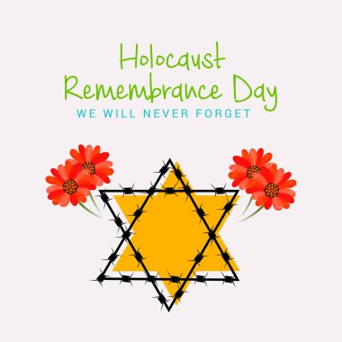 Bir arka plan vektör Illustration için asla unutmayız. Holokost Anma günü. 