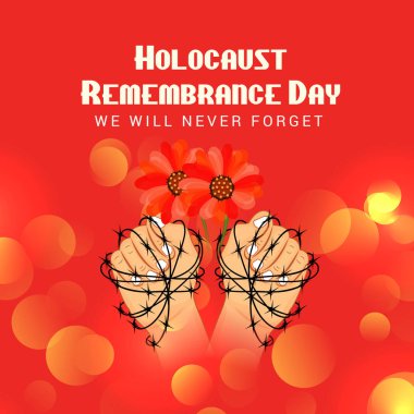 Bir arka plan vektör Illustration için asla unutmayız. Holokost Anma günü. 