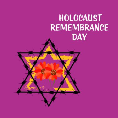 Bir arka plan vektör Illustration için asla unutmayız. Holokost Anma günü. 