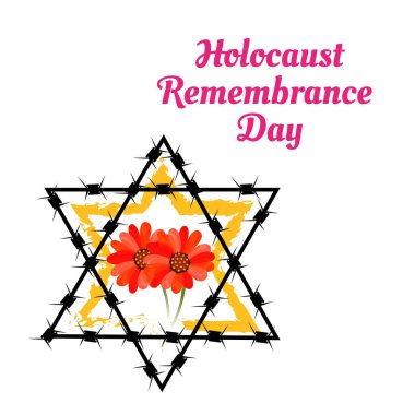 Bir arka plan vektör Illustration için asla unutmayız. Holokost Anma günü. 