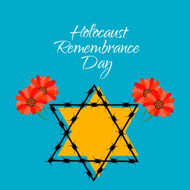 Bir arka plan vektör Illustration için asla unutmayız. Holokost Anma günü. 