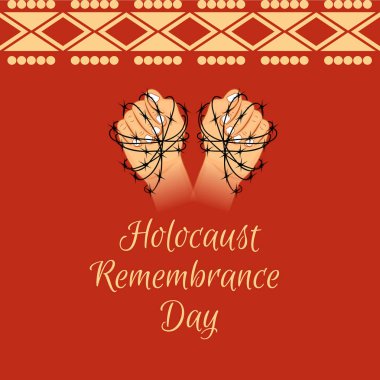 Bir arka plan vektör Illustration için asla unutmayız. Holokost Anma günü. 