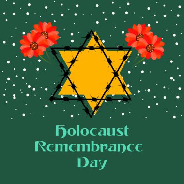 Bir arka plan vektör Illustration için asla unutmayız. Holokost Anma günü. 
