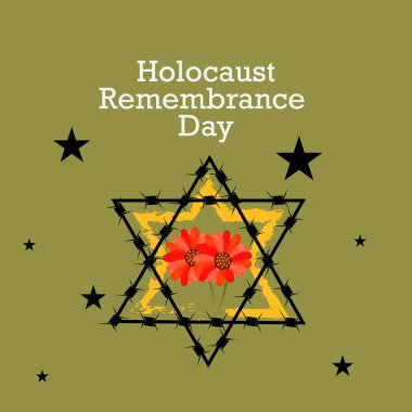 Bir arka plan vektör Illustration için asla unutmayız. Holokost Anma günü. 