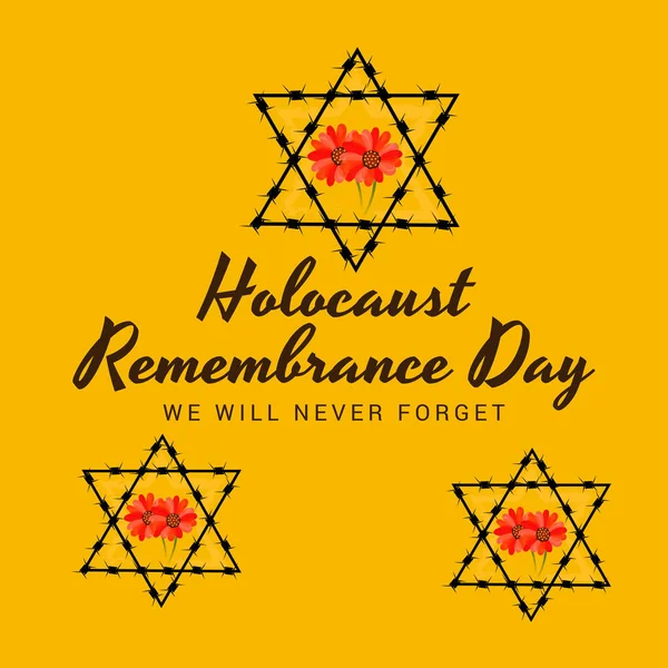 Bir arka plan vektör Illustration için asla unutmayız. Holokost Anma günü. 