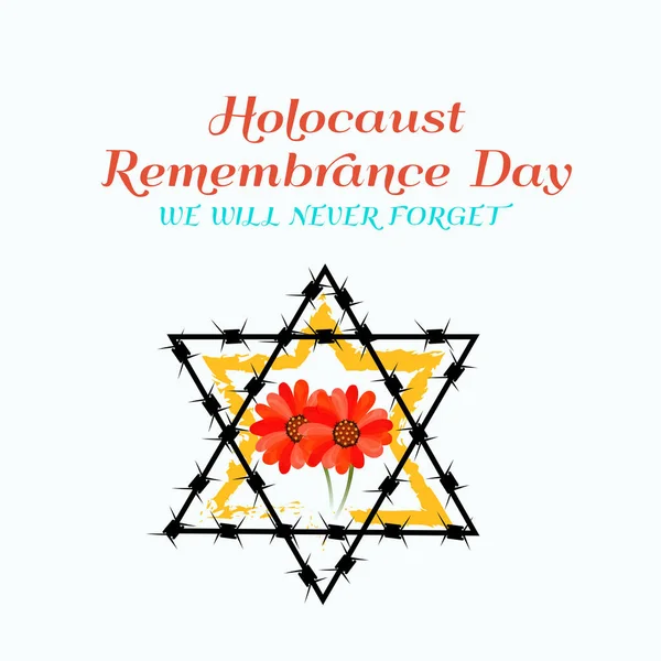 Ilustração Vetorial Fundo Para Nós Nunca Esqueceremos Dia Memória Holocausto —  Vetores de Stock