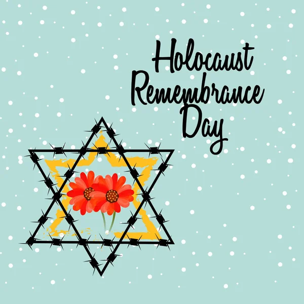 Bir arka plan vektör Illustration için asla unutmayız. Holokost Anma günü. 
