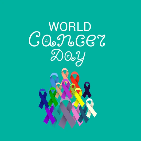 Векторна Ілюстрація Background World Cancer Day February Awareness Ribbon — стоковий вектор