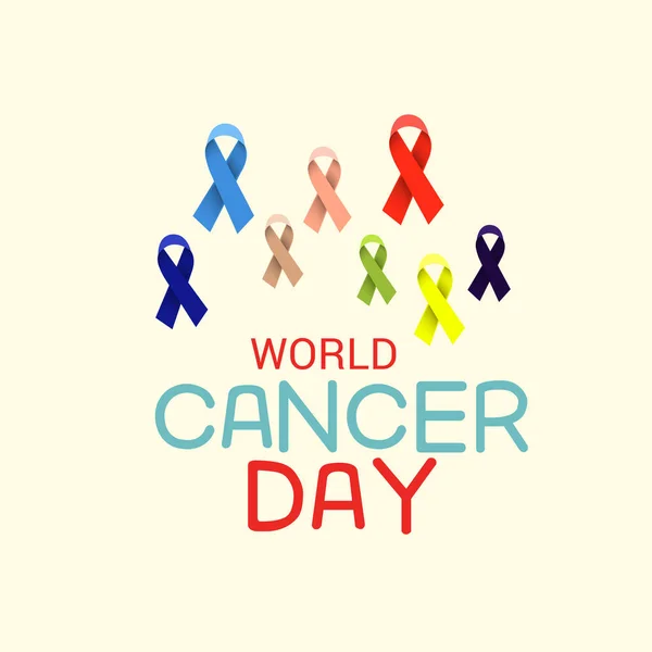 Background World Cancer Day Awareness Ribbon — 스톡 벡터