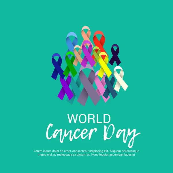 Vector Illustration Background World Cancer Day February Awareness Ribbon — Stock Vector