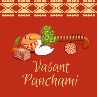 Bir arka plan/Banner vektör çizim Vasant Panchami için.