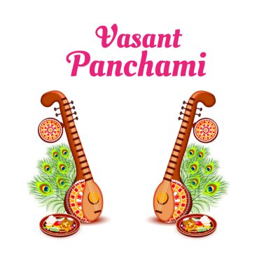 Bir arka plan/Banner vektör çizim Vasant Panchami için.