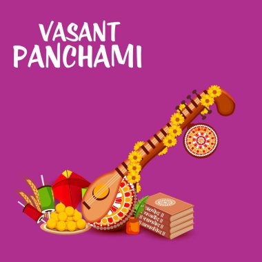 Bir arka plan/Banner vektör çizim Vasant Panchami için.