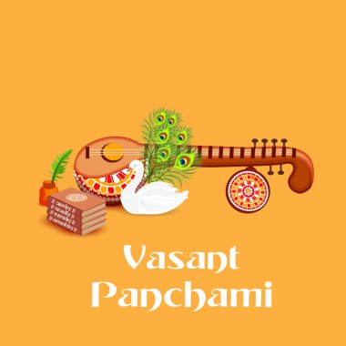 Bir arka plan/Banner vektör çizim Vasant Panchami için.