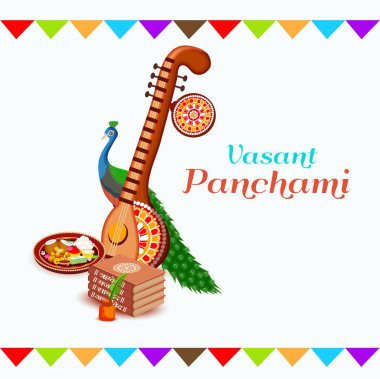 Bir arka plan/Banner vektör çizim Vasant Panchami için.