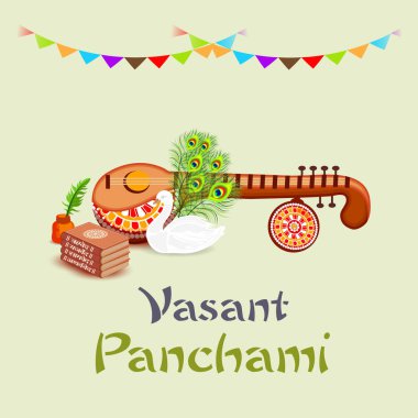 Bir arka plan/Banner vektör çizim Vasant Panchami için.
