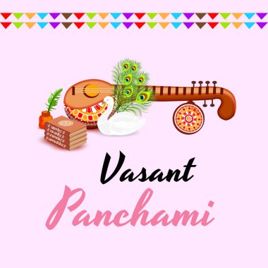 Bir arka plan/Banner vektör çizim Vasant Panchami için.