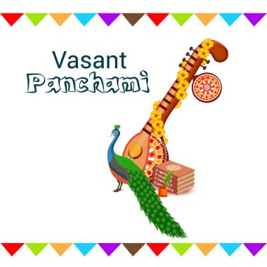 Bir arka plan/Banner vektör çizim Vasant Panchami için.